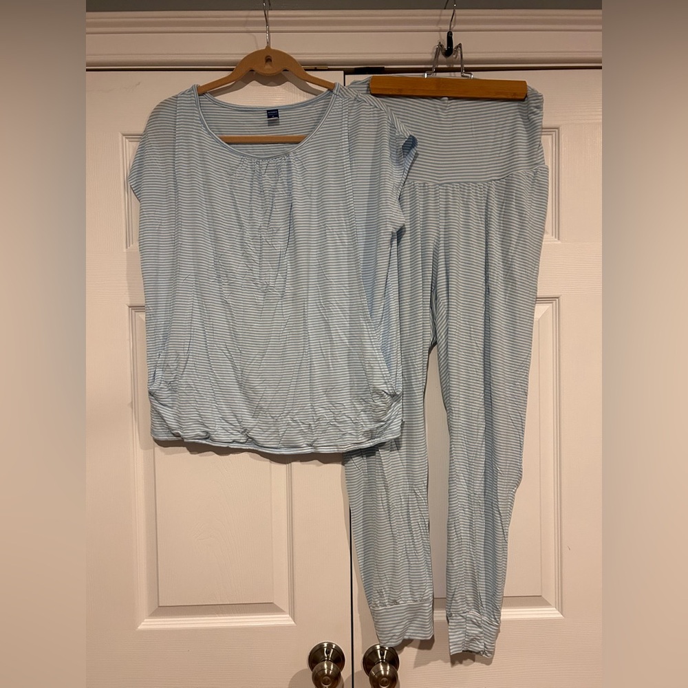Old Navy Light Blue Striped Pajama Set